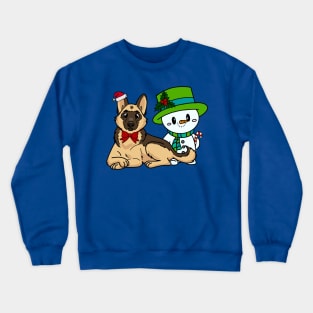 Christmas / Holiday German Shepherd and Snowman Crewneck Sweatshirt